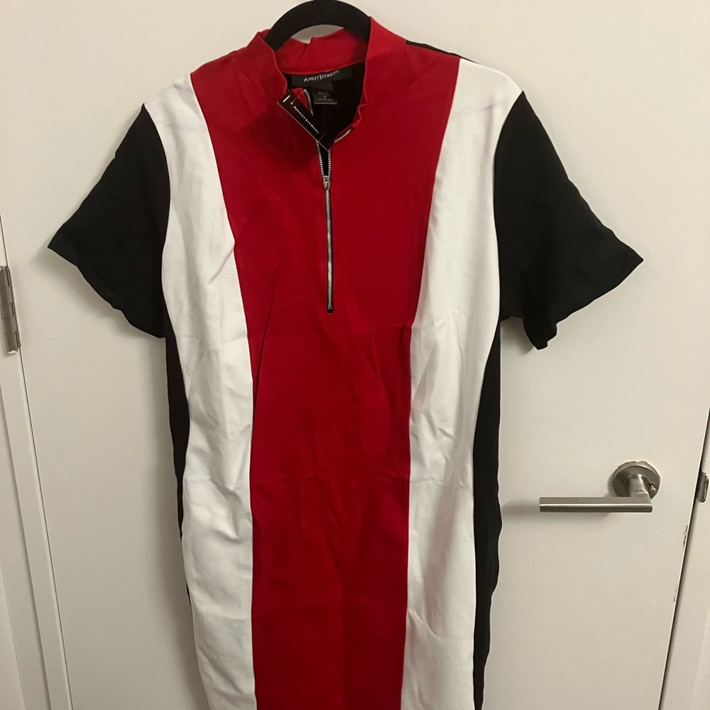 Ashley Stewart Red and White Polo Sheath Dress